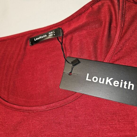 Womens Red Flowy Long sleeve Top Lou Keith Large, NWT - Picture 7 of 7